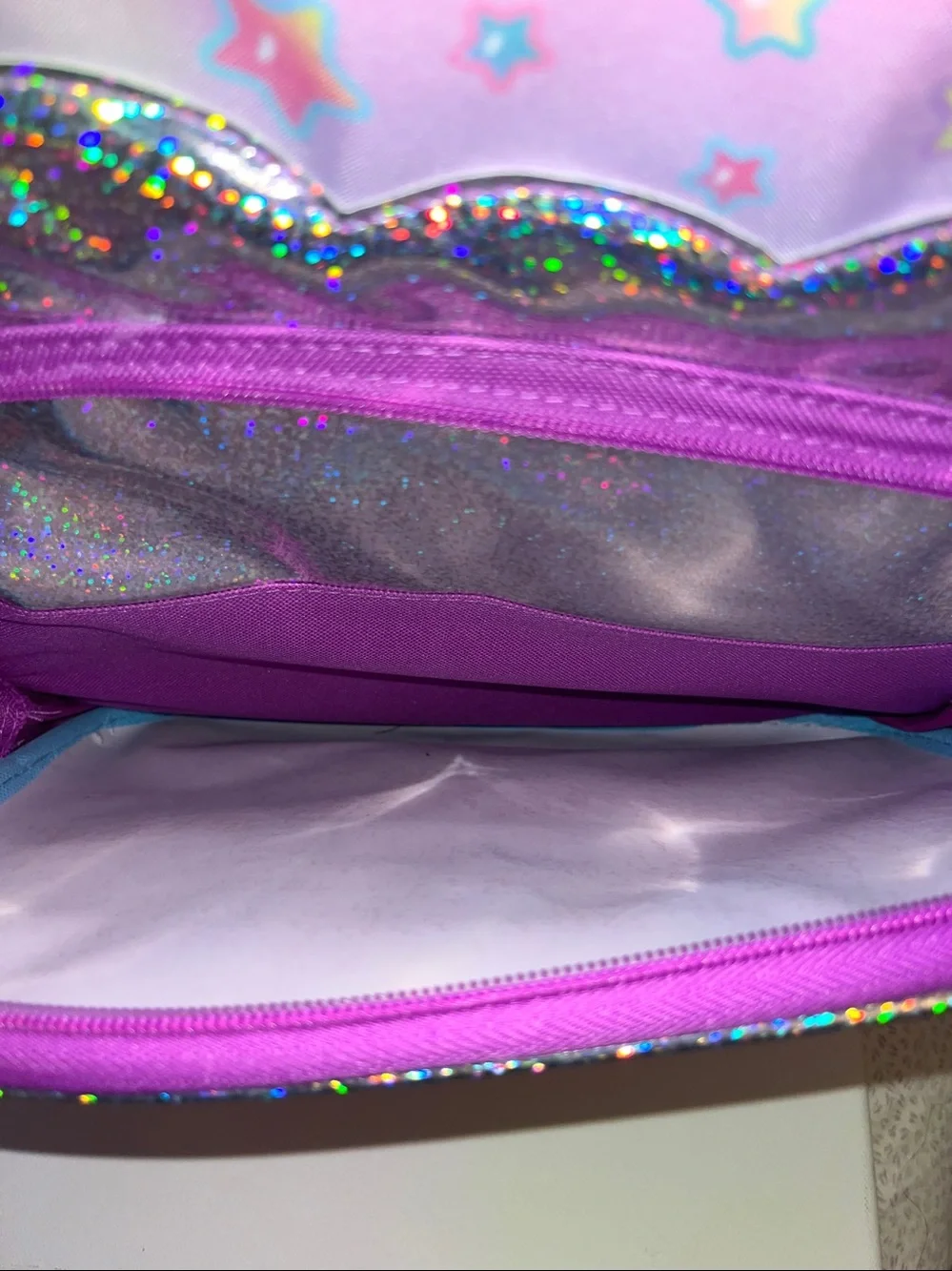 Hello Kitty Pink Purple Glitter Kids Backpack with Pastel Stars